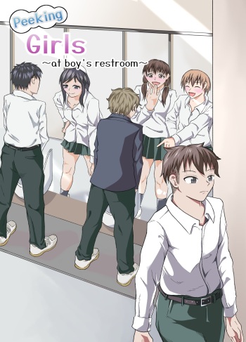 Peeking girls at boy's restroom